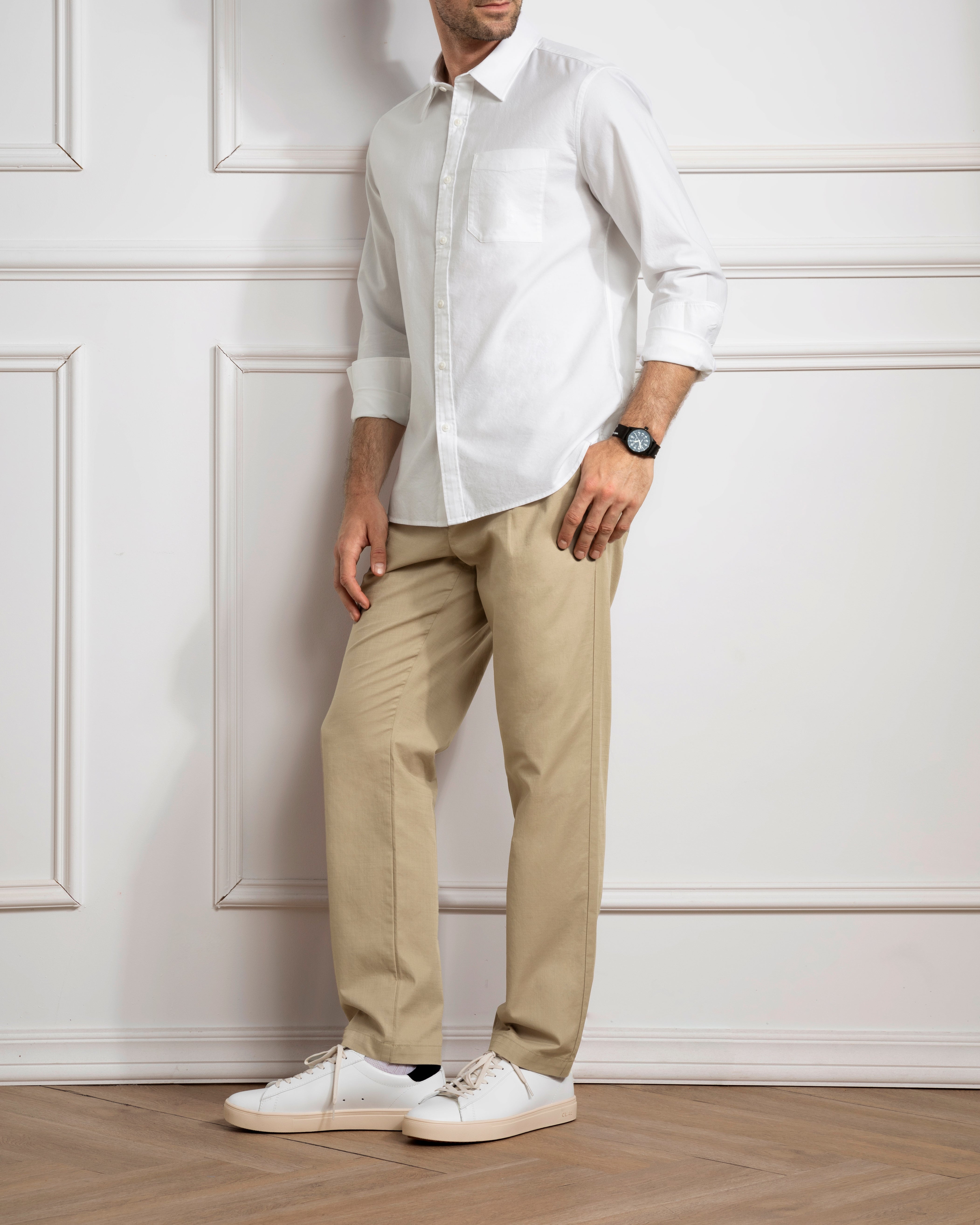 Bright White Arik Oxford Shirt Mens Point Collar Button Up Shirt Chest Pocket Shirt Classic Oxford Style 