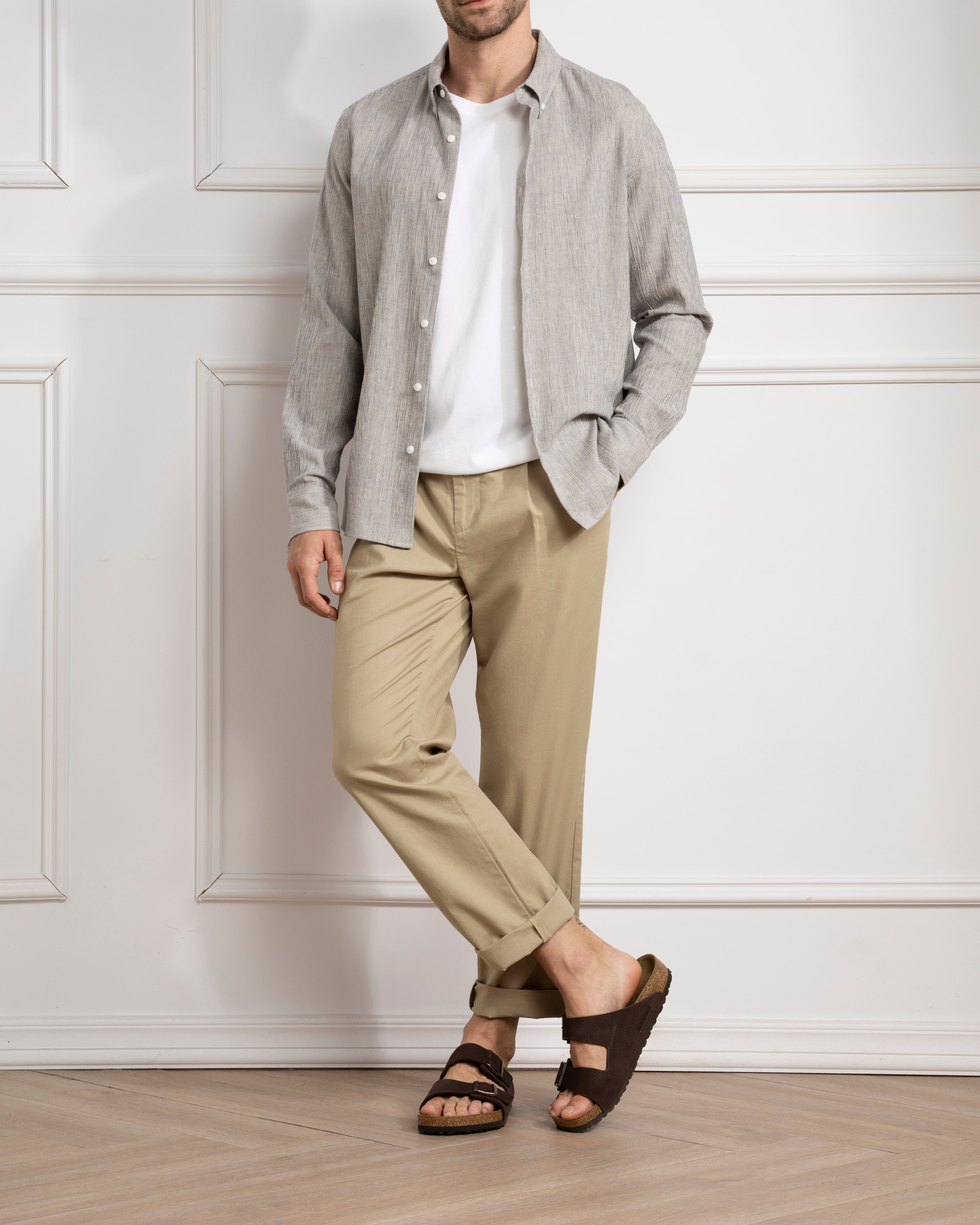 Navy/Off White Stripe Fulton Pinstripe Shirt Mens Button Down Shirt Collared Dress Shirt Micro Stripe Dress Shirt Cotton Linen Stripe Shirt 