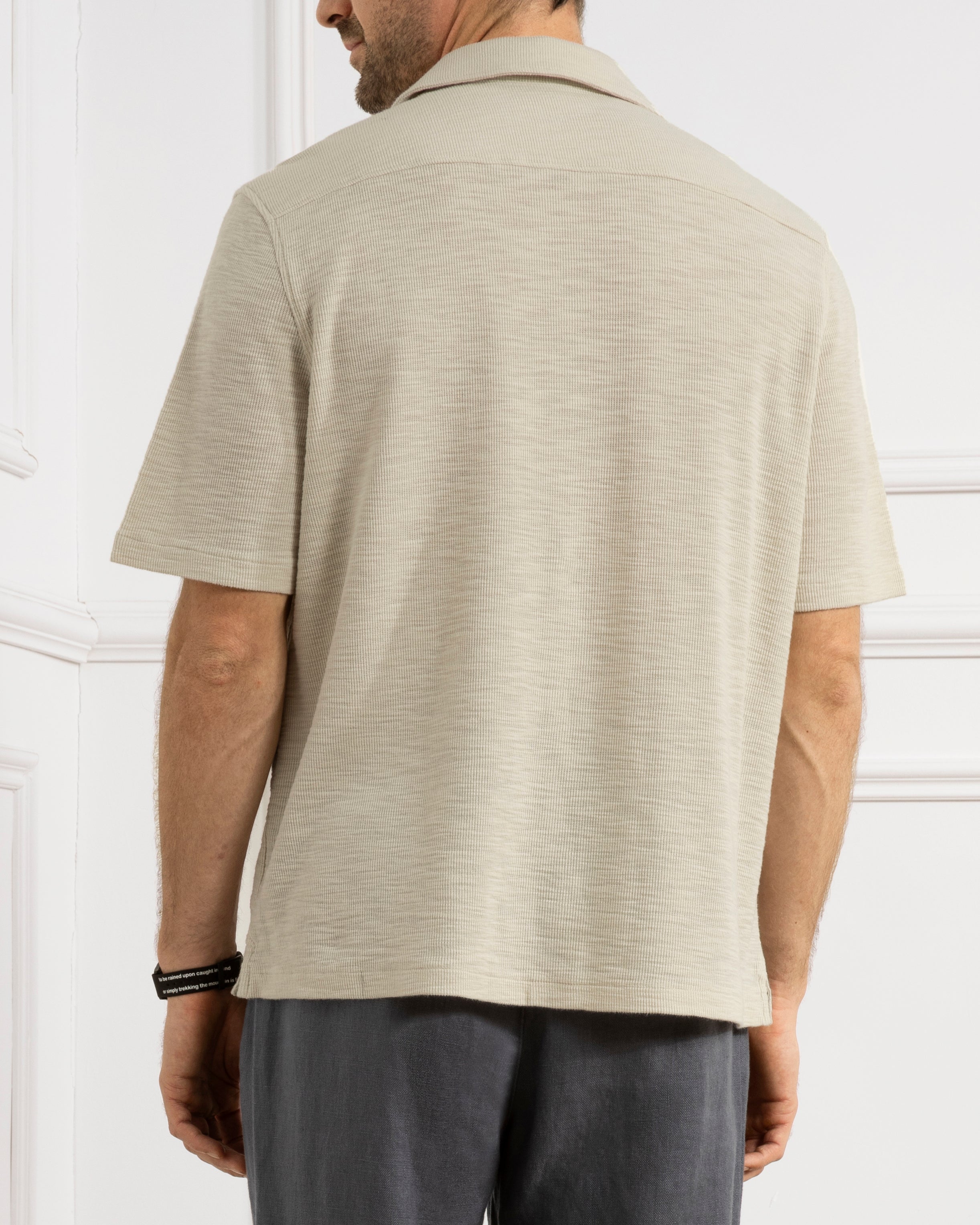 Silver Birch Rockaway Slub Waffle Shirt Mens Camp Collar Short Sleeve Waffle Knit 