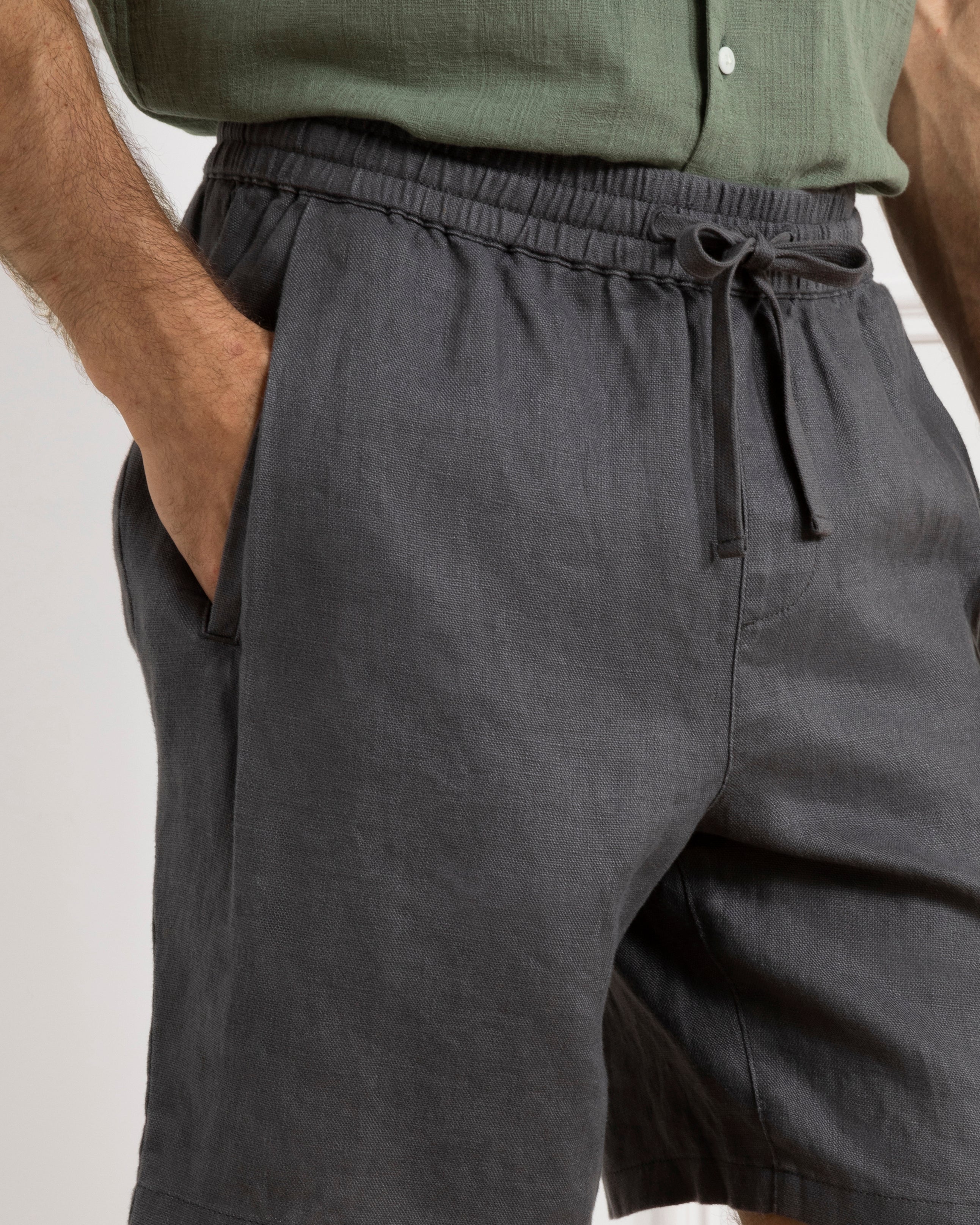 Forged Iron Ward Linen Shorts Mens Linen Drawstring Shorts 