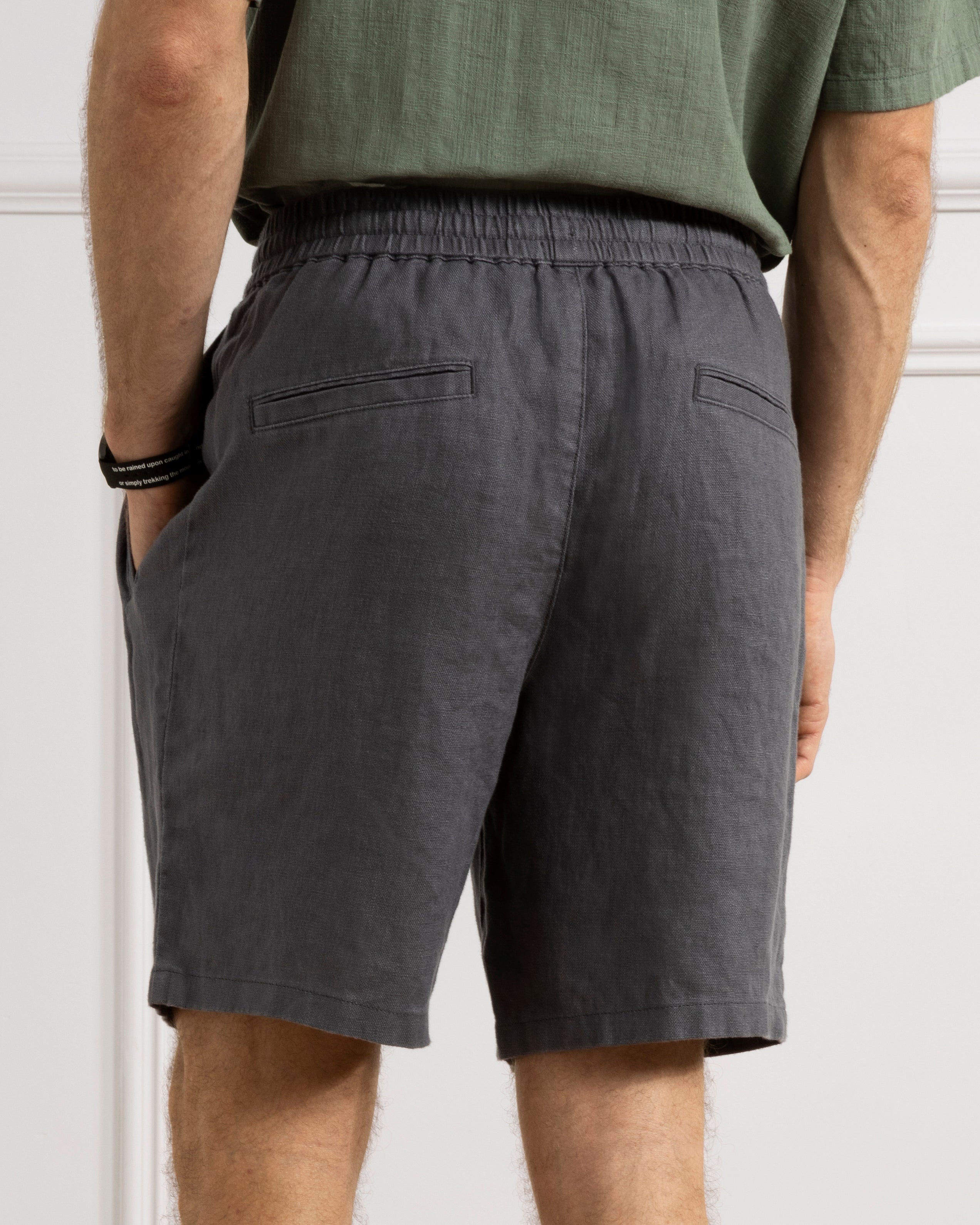 Forged Iron Ward Linen Shorts Mens Linen Drawstring Shorts 