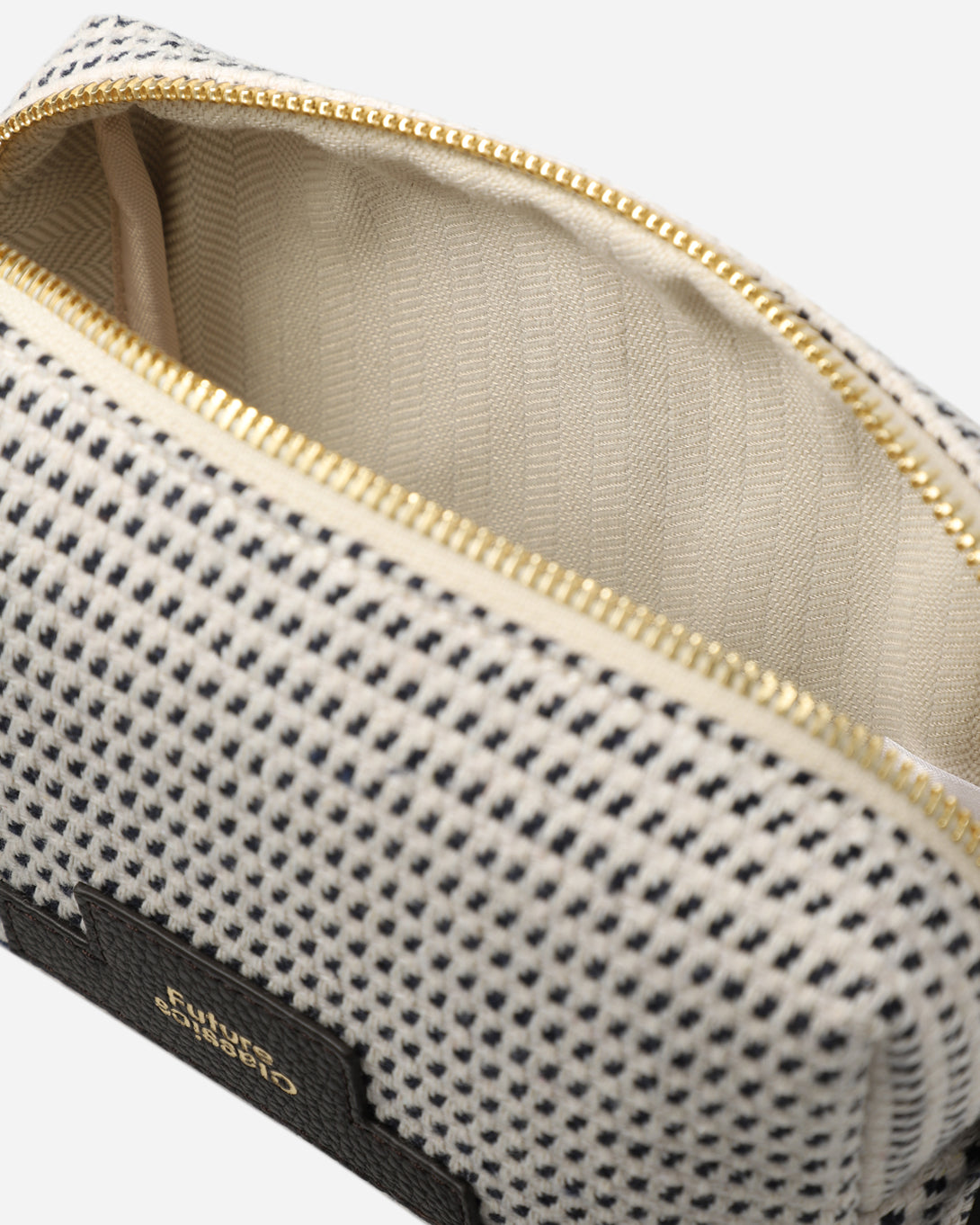 Dark Brown X Canvas Check Cosmetic Pouch Womens Check Pattern Cosmetic Bag Womens Toiletry Bag 