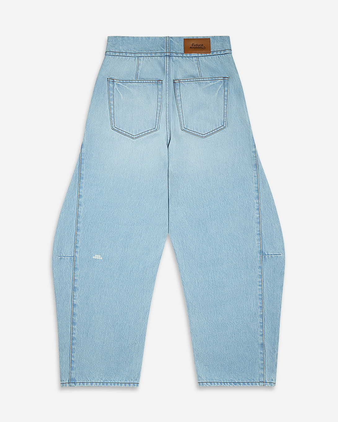 Lt Indigo Bleached 3D Barrel Jeans Womens Bleached Indigo Denim Jeans Womens Wide Leg Denim Relaxed Fit Denim