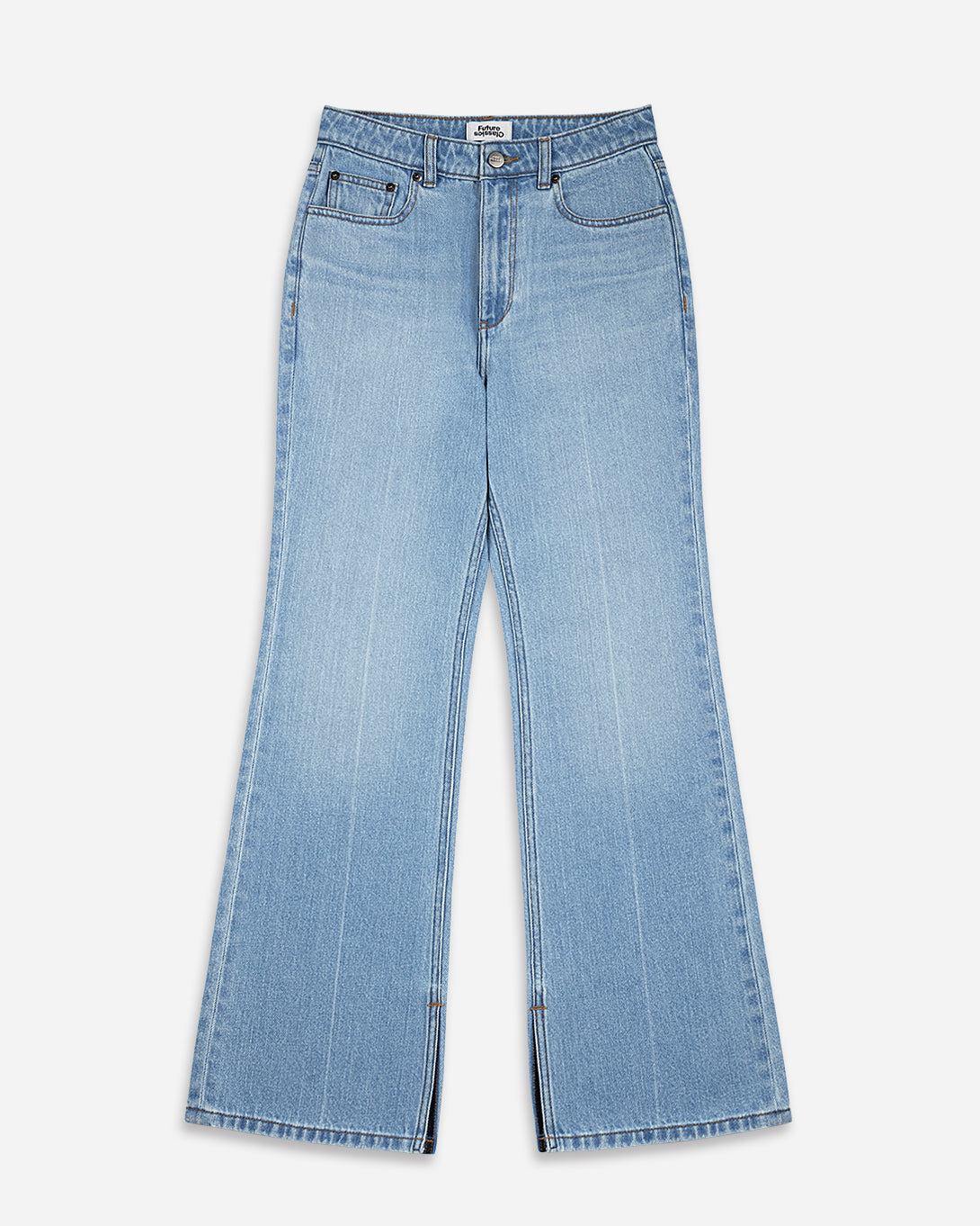 Lt Indigo Boot Cut Slit Jeans Womens Lt Indigo Denim Womens Slit Jeans Open Leg Jeans 