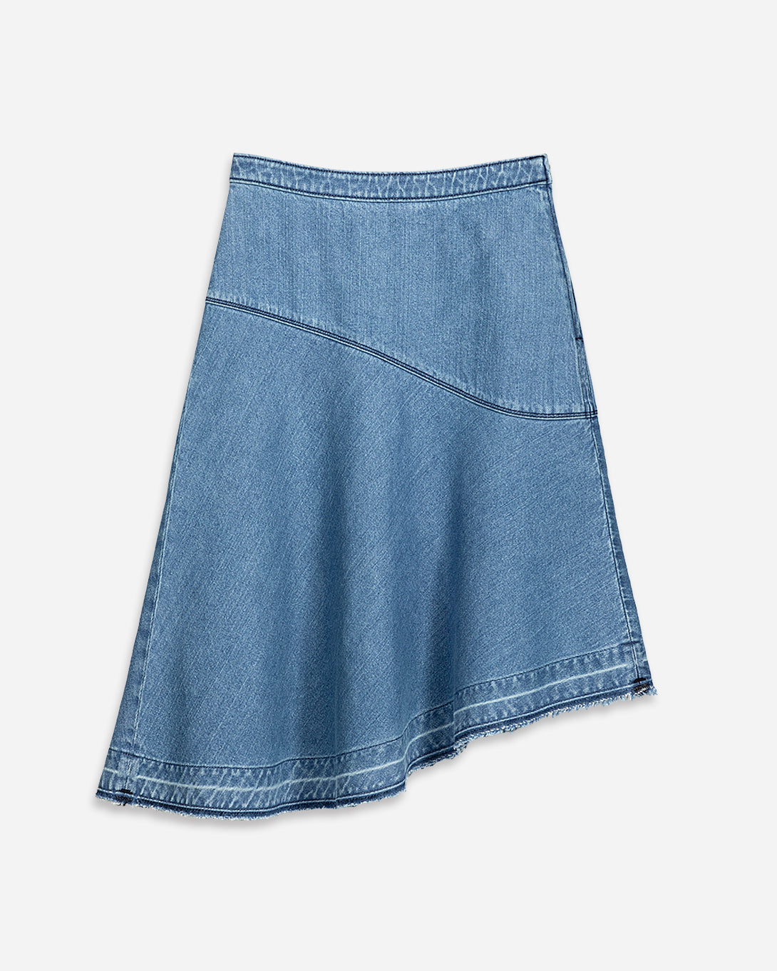 Mid Indigo Asymmetric Denim Skirt Womens Denim Skirt Mid Indigo Denim Skirt Womens Summer Skirt 
