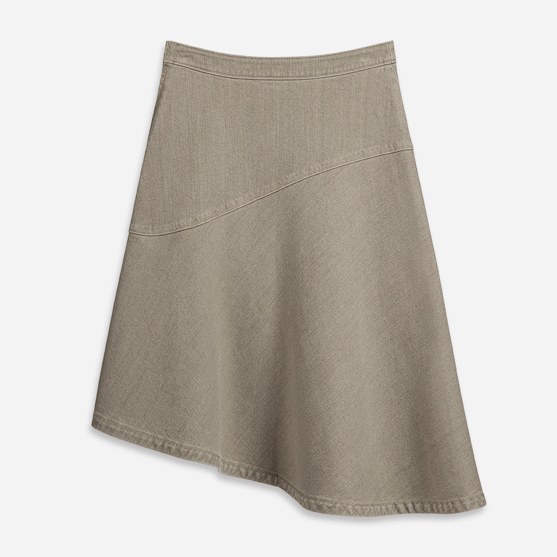 Stone Brown Asymmetric Denim Skirt Sand Womens Light Brown Skirt Summer Skirt 