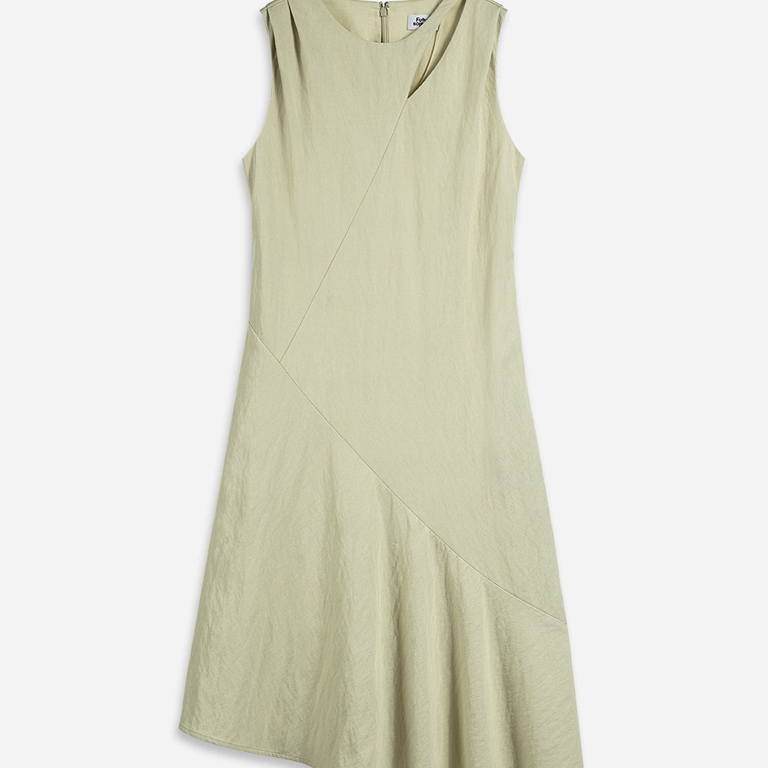 Seaweed Green Asymmetric Slit Dress Womens Sleeveless Dress Womes Summer Long Dress 