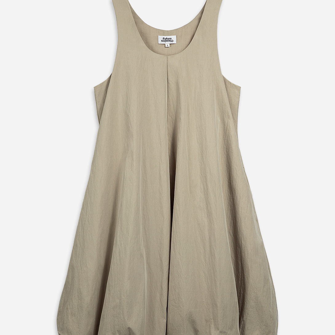 Stone Brown Cloud Dress Womens Sleeveless Dress Pleated Dress Womens Short Length Dress 