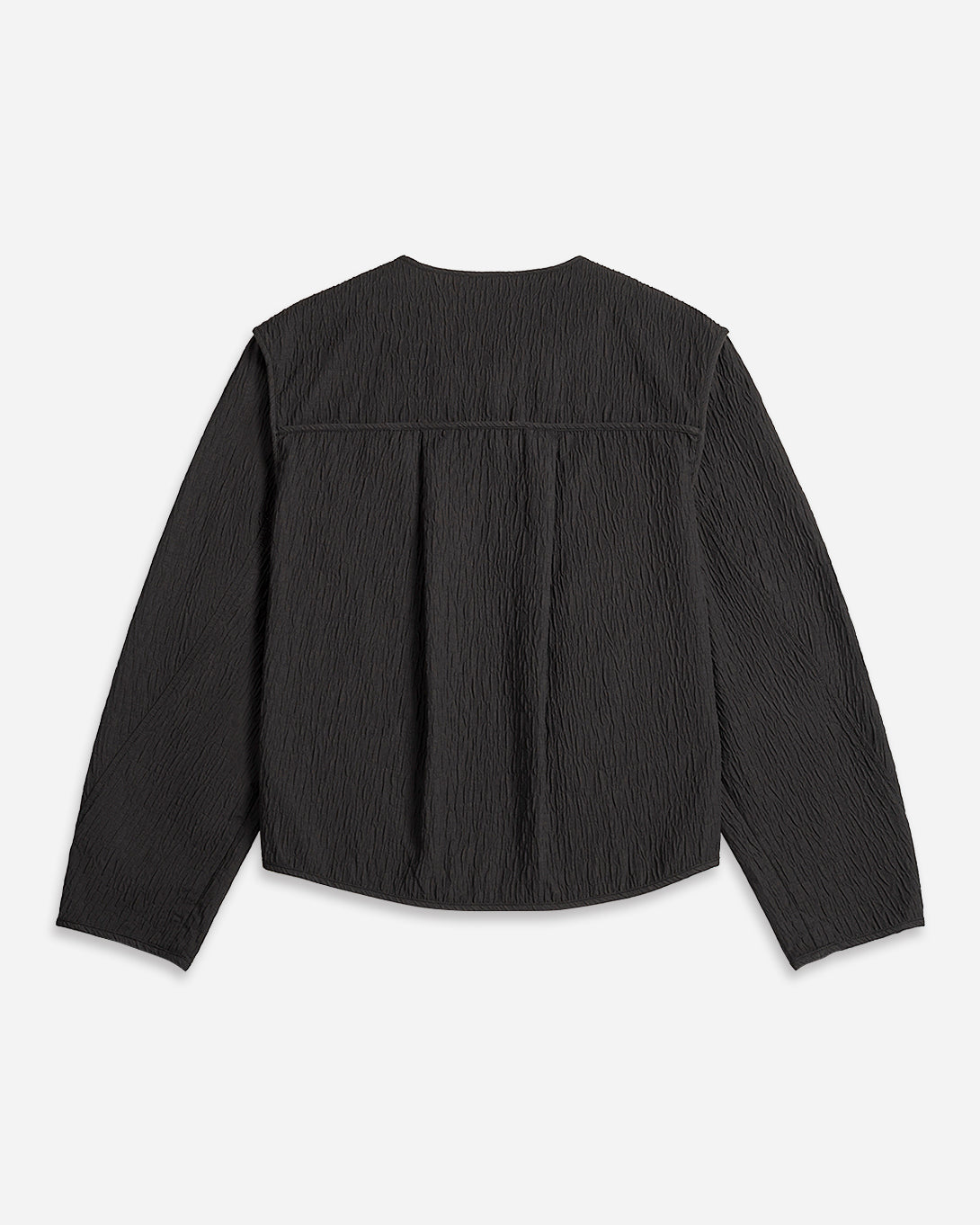 Moonless Night Cocoon Jacquard Jacket Collarless Button Up Jacket Womens Soft Jaquard Outerwear 