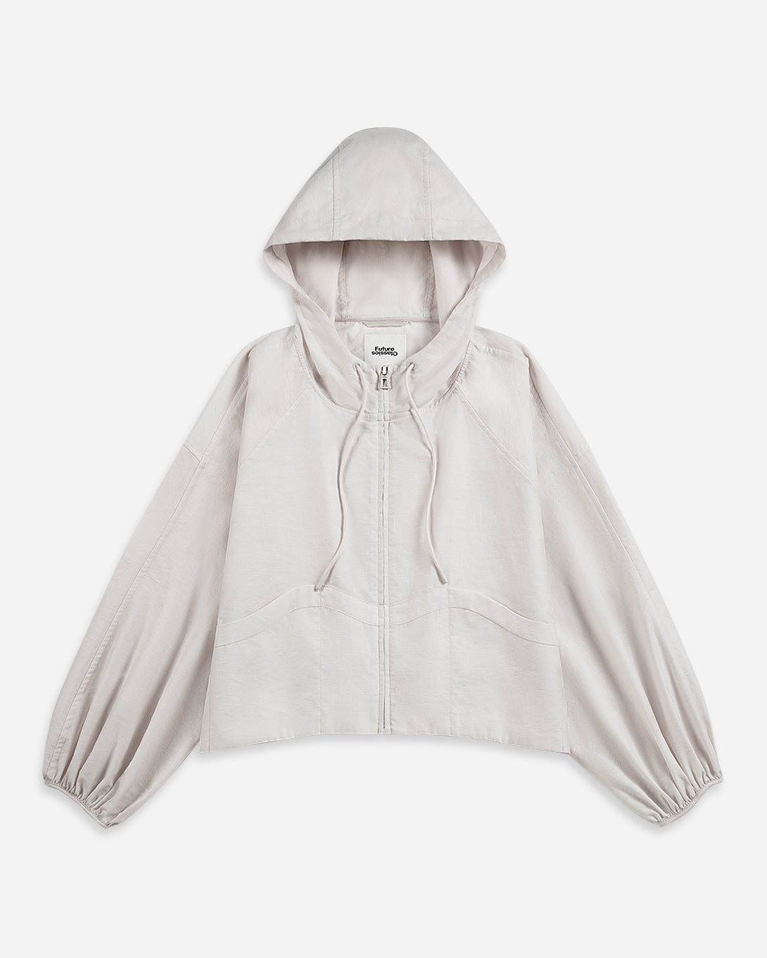 Iris Purple Balloon Sleeve Sheen Jacket Womens Hoodie Womens Zip Up Jacket Womnens Puff Sleeve Drawstring Outerwear