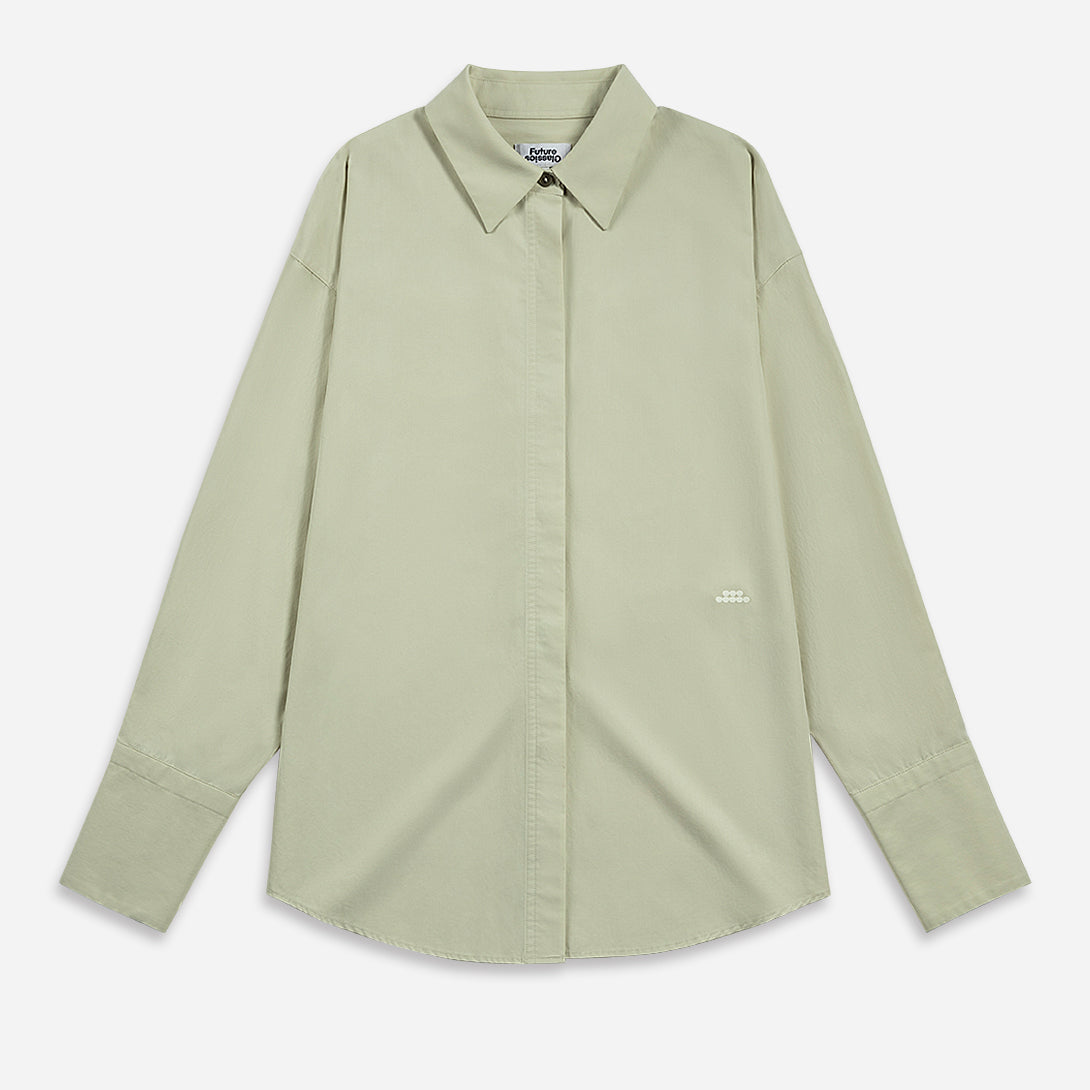 Seaweed Green Back Slit Shirt Womens Button Up Shirt Long Sleeve Woven Shirt Womens Collared Dress Shirt 