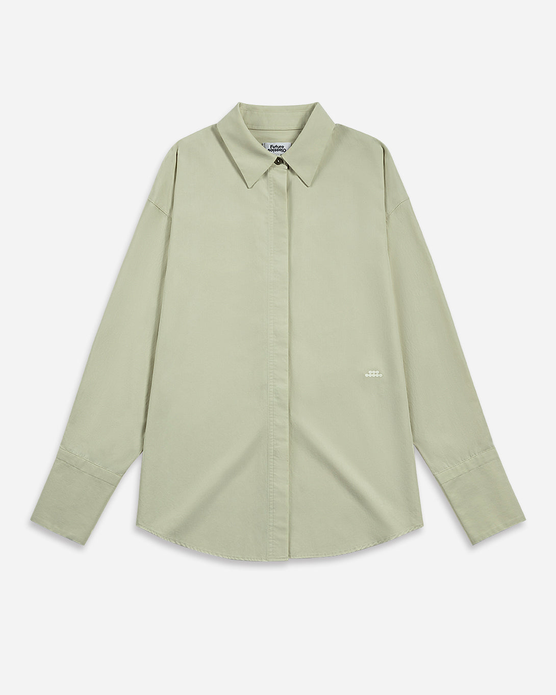 Seaweed Green Back Slit Shirt Womens Button Up Shirt Long Sleeve Woven Shirt Womens Collared Dress Shirt 