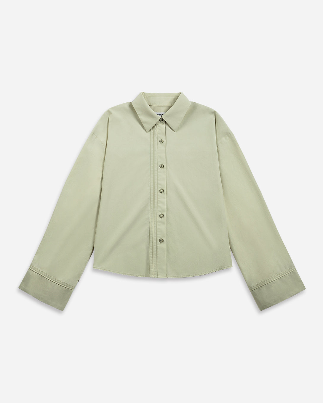 Seaweed Green Bell Sleeve Boxy Shirt Womens Green Boxy Woven Shirt Womens Relaxed Fit Top Womens Collared Button Up Shirt 