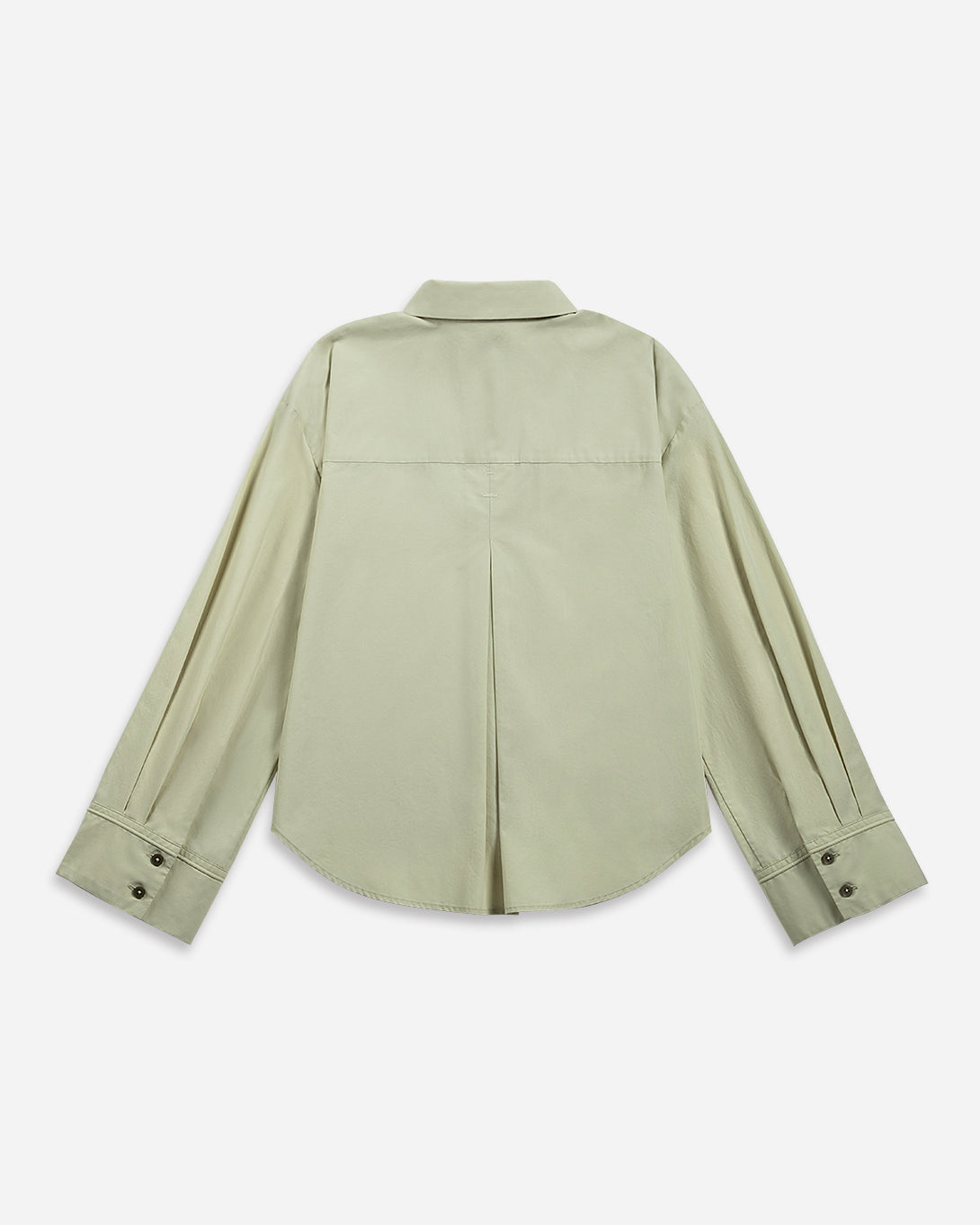 Seaweed Green Bell Sleeve Boxy Shirt Womens Green Boxy Woven Shirt Womens Relaxed Fit Top Womens Collared Button Up Shirt 