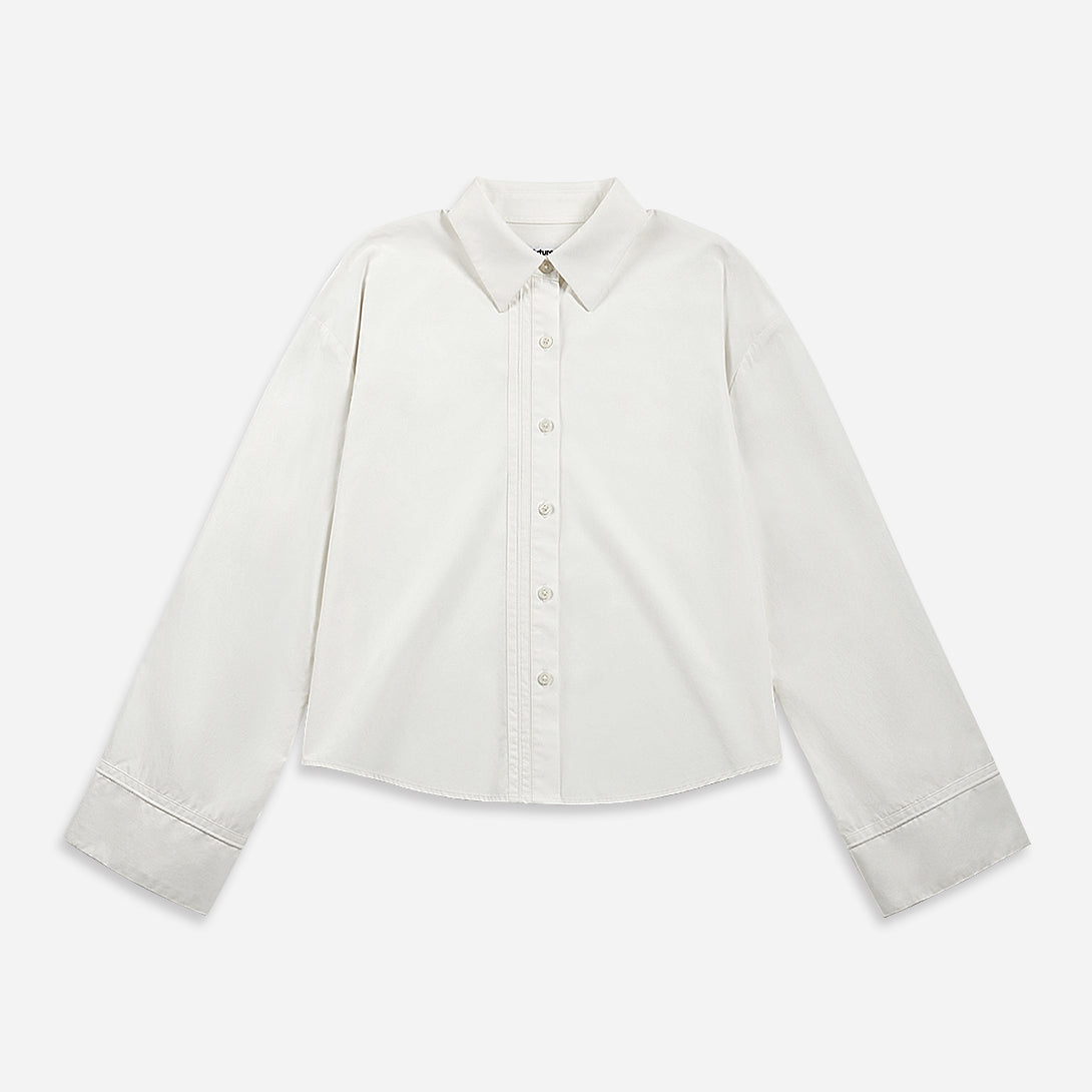 Off White Bell Sleeve Boxy Shirt Womens Collared Button Up Shirt Womens Woven Dress Shirt 