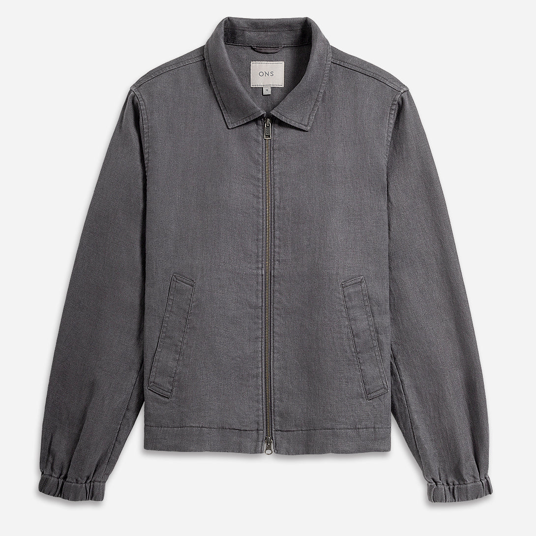 Forged Iron Connor Linen Jacket Mens Linen Zip Up Jacket 