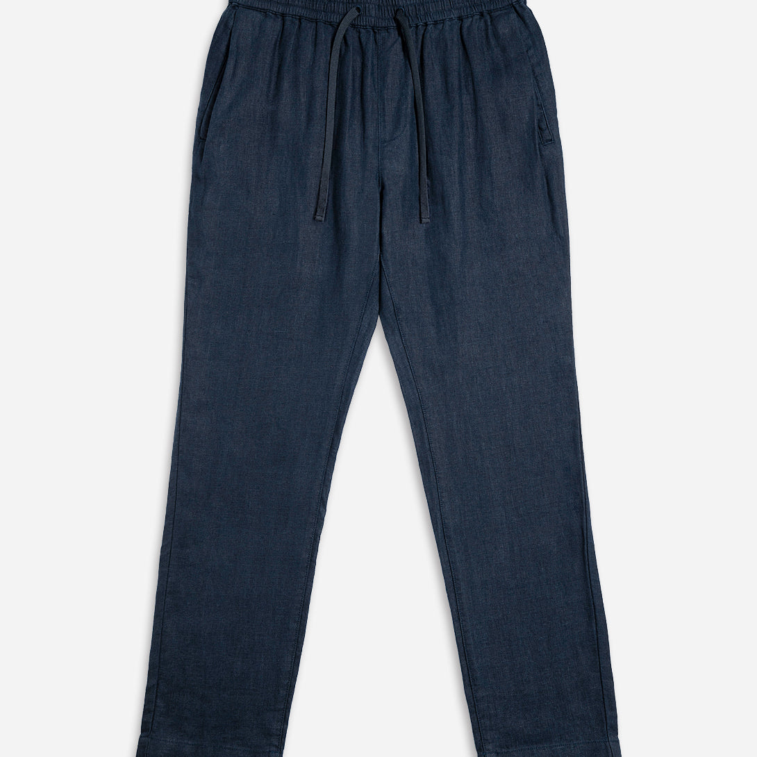 Navy Ward Linen Pants Mens Linen Drawstring Pants Lightweight Summer Pants 