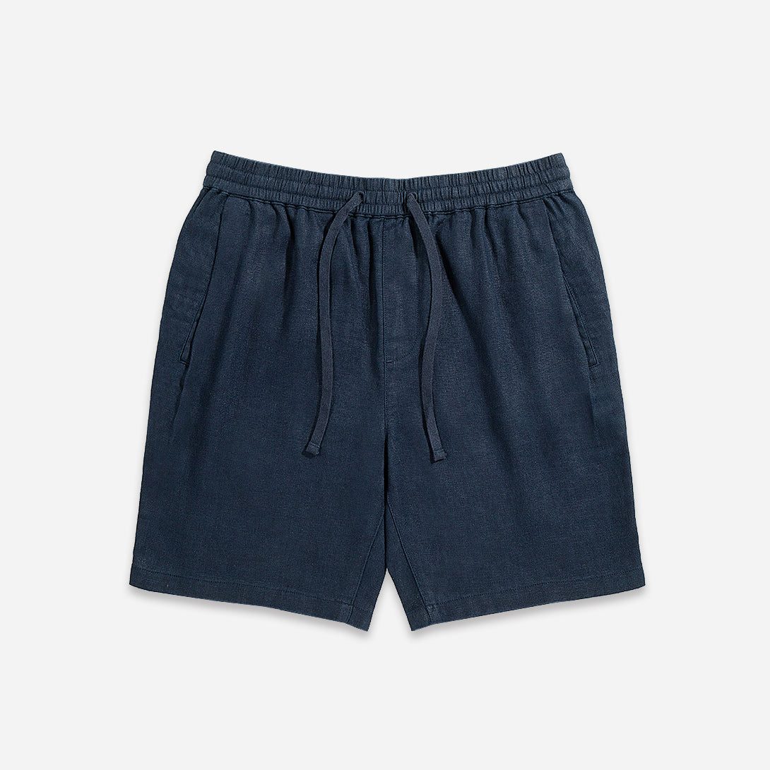Navy Ward Linen Shorts Mens Linen Drawstring Shorts 