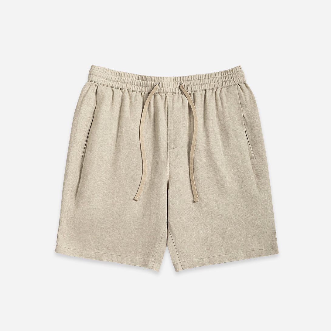 Lt Beige Ward Linen Shorts Mens Linen Drawstring Shorts 