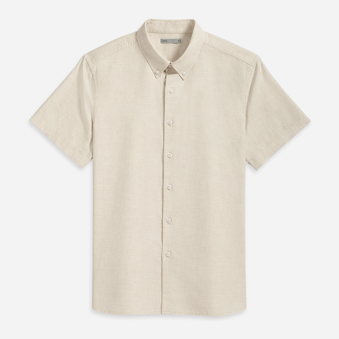 Silver Birch Heather Fulton SS Heather Shirt Mens Button Down Short Sleeve Shirt Oxford Short Sleeve