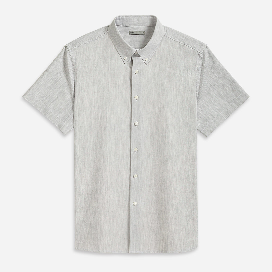 Lt Grey Heather Fulton SS Heather Shirt Mens Button Down Short Sleeve Shirt Oxford Short Sleeve