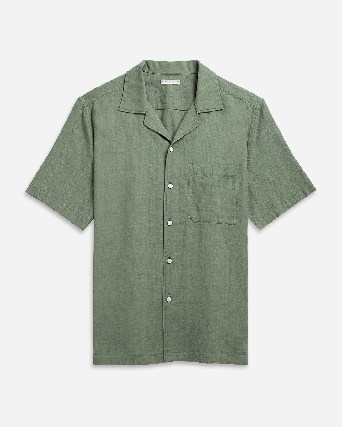 Tea Rockaway Linen Cotton Shirt Mens Camp Collar Linen Shirt Chest Pocket Short Sleeve Tee