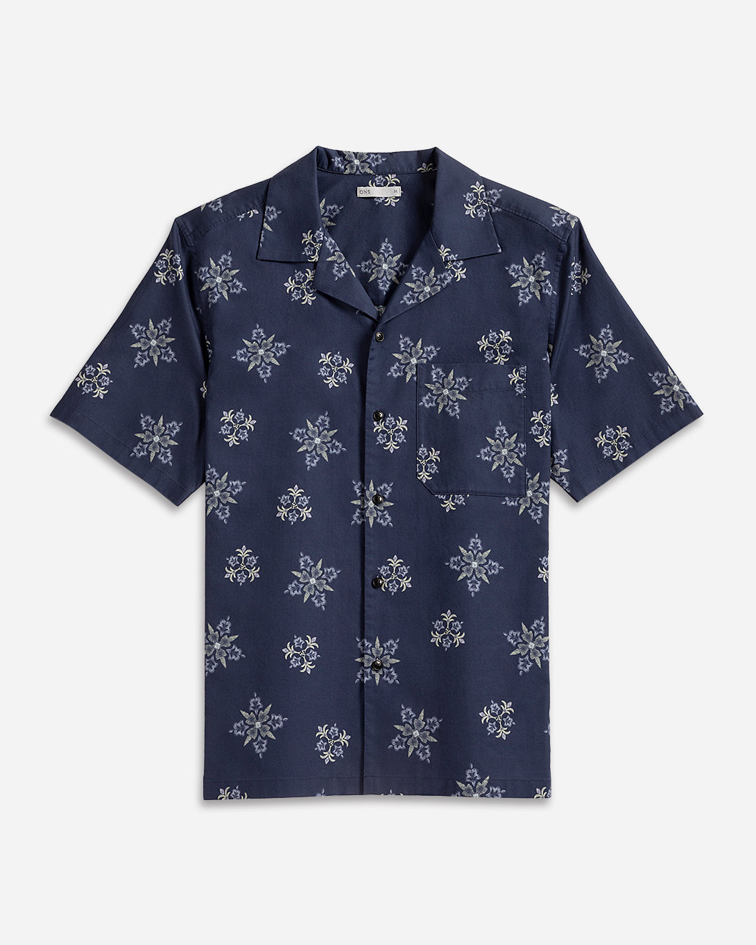 Navy Print Rockaway Printed Shirt Mens Printed Camp Collar Shirt 