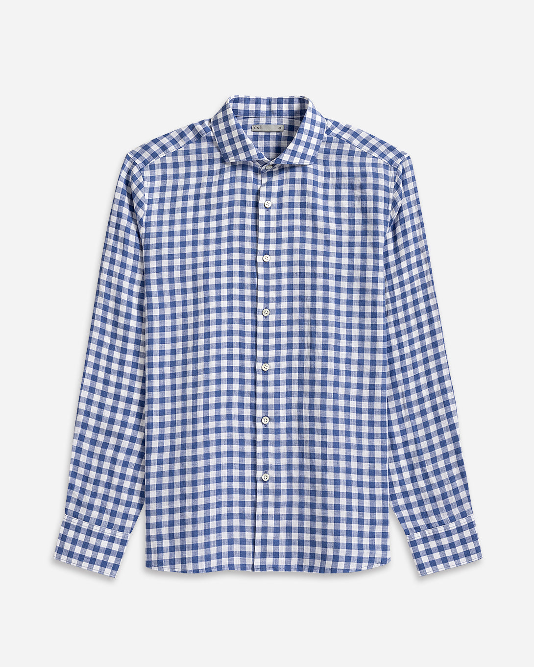 Mid Blue Check Arthur Gingham Shirt Mens Spread Collar Check Dress Shirt Mens Button Up Shirt 