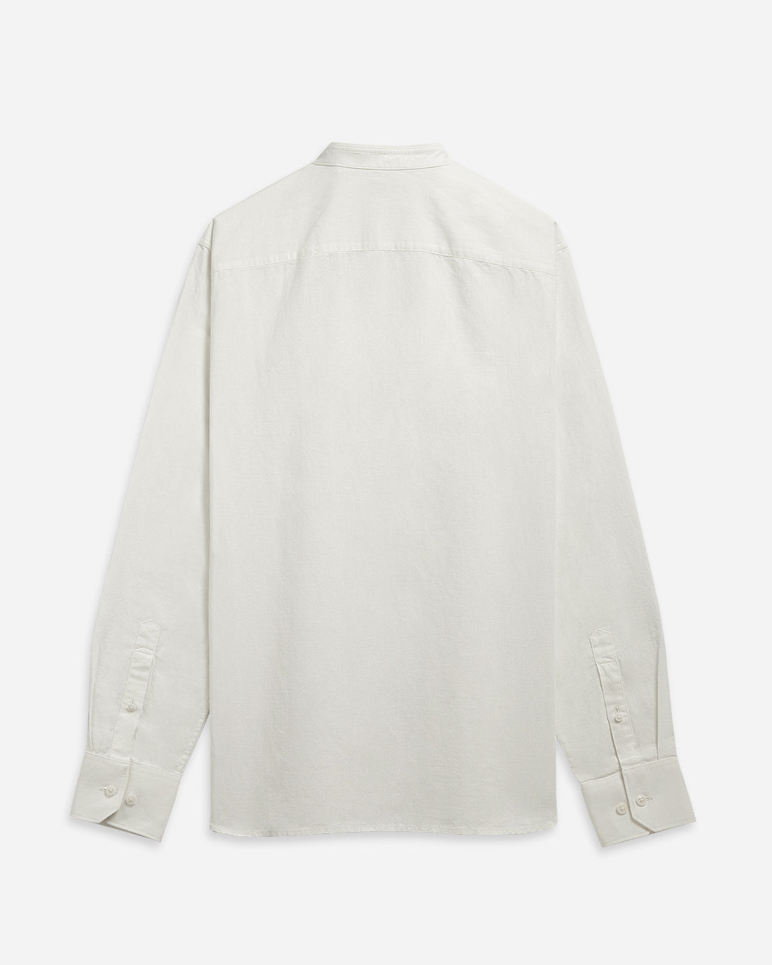 Off White Aleks Linen Cotton Shirt Band Collar Linen Dress Shirt 