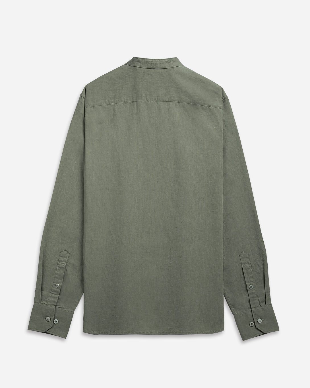 Castor Grey Aleks Linen Cotton Shirt Band Collar Linen Dress Shirt 