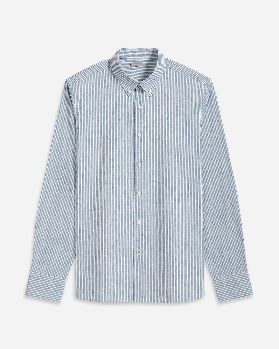 Navy/White Stripe Fulton Stripe Shirt Mens Long Sleeve Casual Dress Shirt Button Down Shirt Button Down Collar Cotton Linen Blend Shirt 
