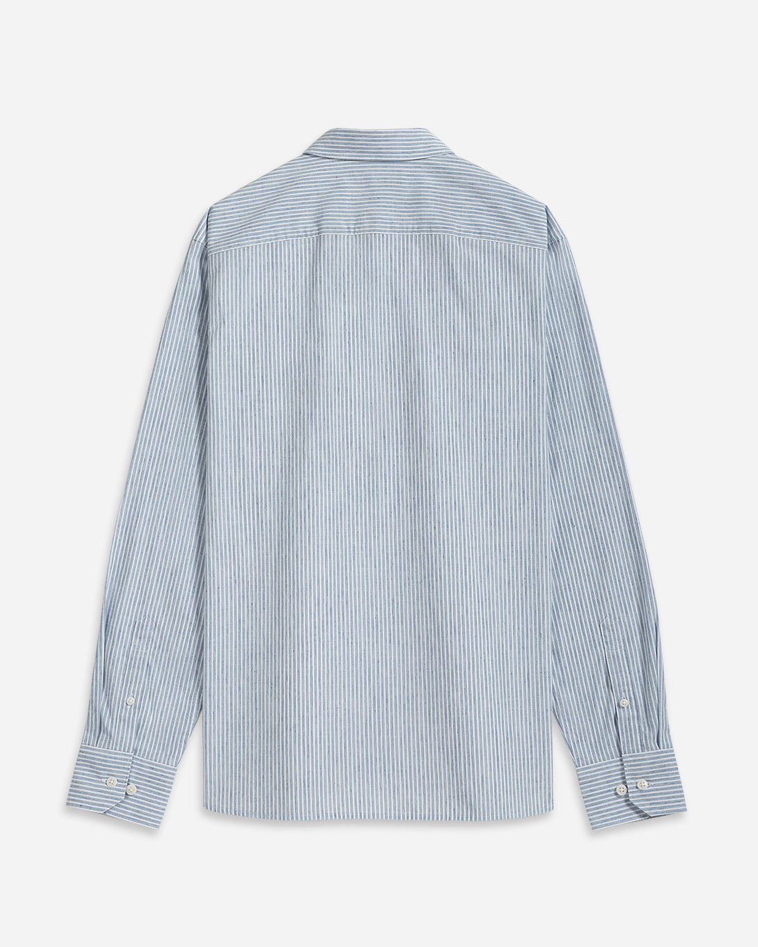 Navy/White Stripe Fulton Stripe Shirt Mens Long Sleeve Casual Dress Shirt Button Down Shirt Button Down Collar Cotton Linen Blend Shirt 