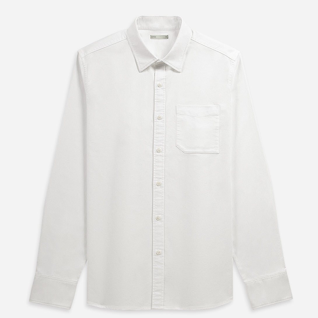 Bright White Arik Oxford Shirt Mens Point Collar Button Up Shirt Chest Pocket Shirt Classic Oxford Style 
