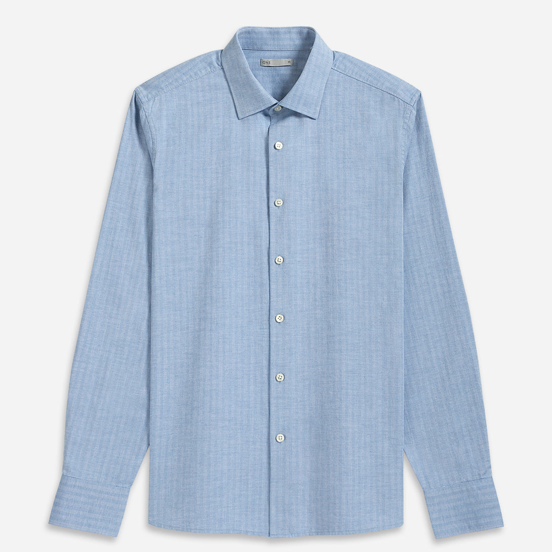Lt Blue Adrian Herringbone Shirt Mens Spread Collar Shirt Herringbone Fabric Mens Dress Shirt All Season Shirt 